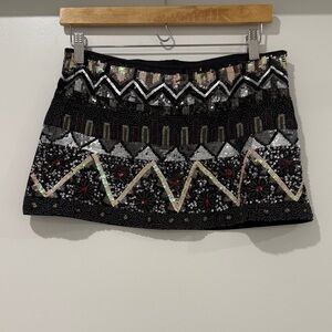 RAGA Black and Silver Embellished Mini Skirt
